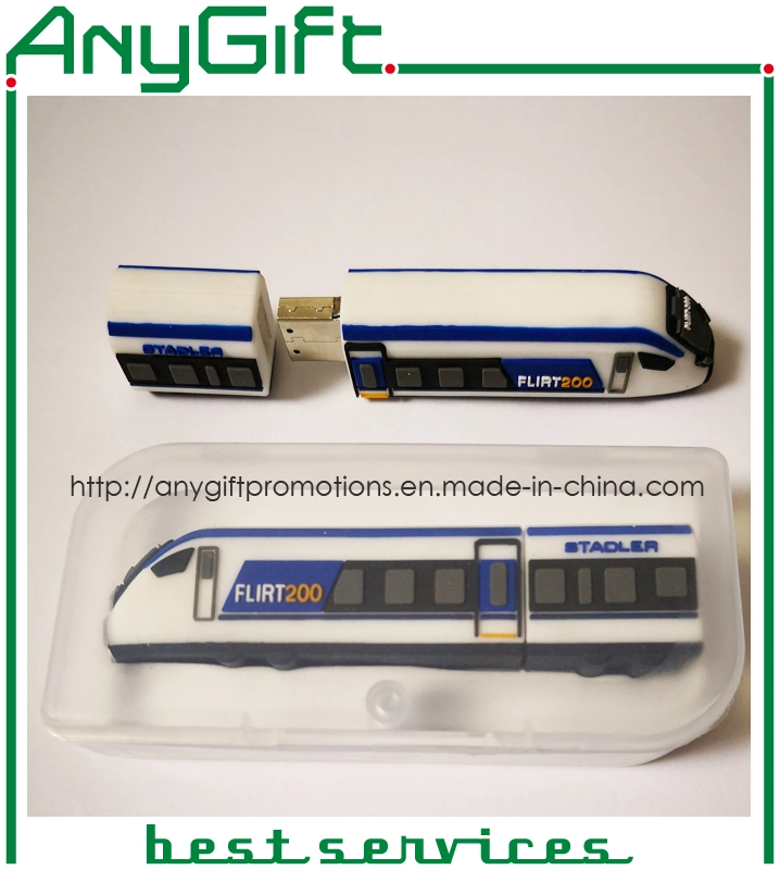 Creative Gift Train Shaped PVC USB Flash with One-Class Chip Customizable USB Stick