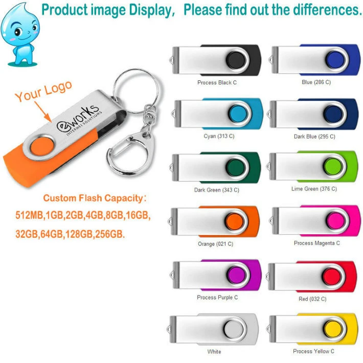 Swivel USB Flash Drive 16GB with Custom Logo